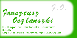 fausztusz oszlanszki business card
